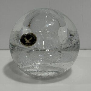 VTG Handblown Controlled Bubble Glass Paperweight Oil Lamp Eagle Quality Poland
